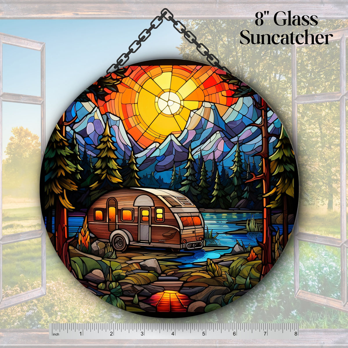 Camping and Fires Stained Glass Sun Catcher - Outdoors - 231-04
