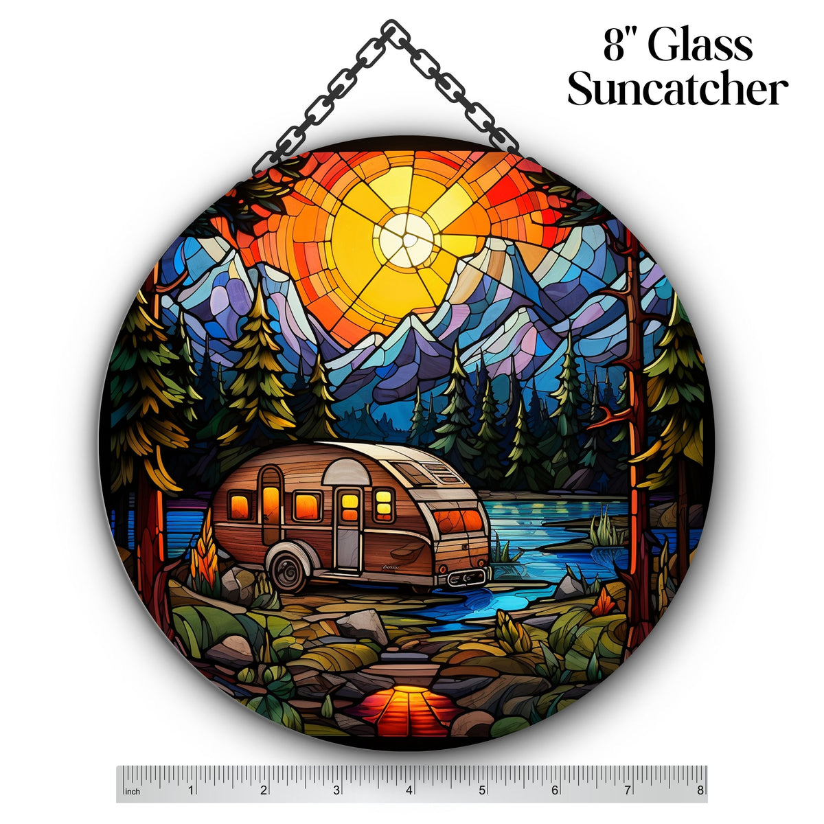 Camping and Fires Stained Glass Sun Catcher - Outdoors - 231-04
