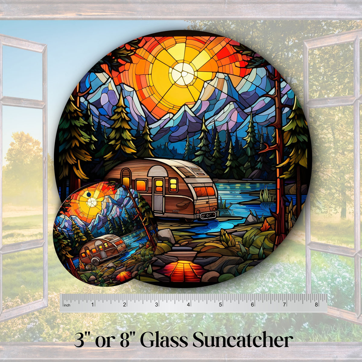 Camping and Fires Stained Glass Sun Catcher - Outdoors - 231-04