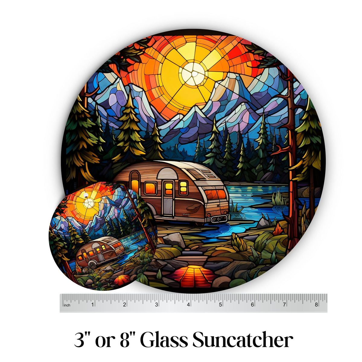 Camping and Fires Stained Glass Sun Catcher - Outdoors - 231-04