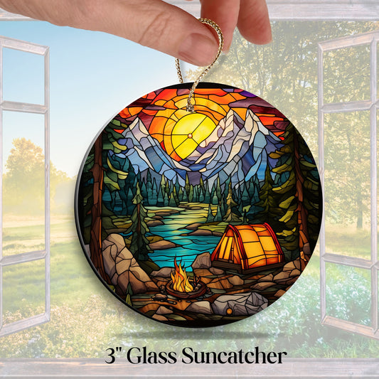 Camping and Fires Stained Glass Sun Catcher - Outdoors - 231-06