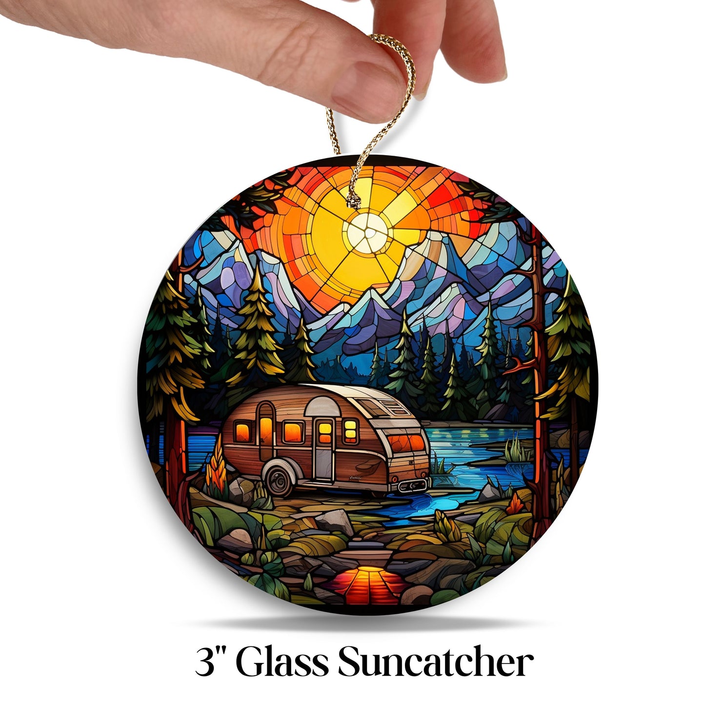 Camping and Fires Stained Glass Sun Catcher - Outdoors - 231-06