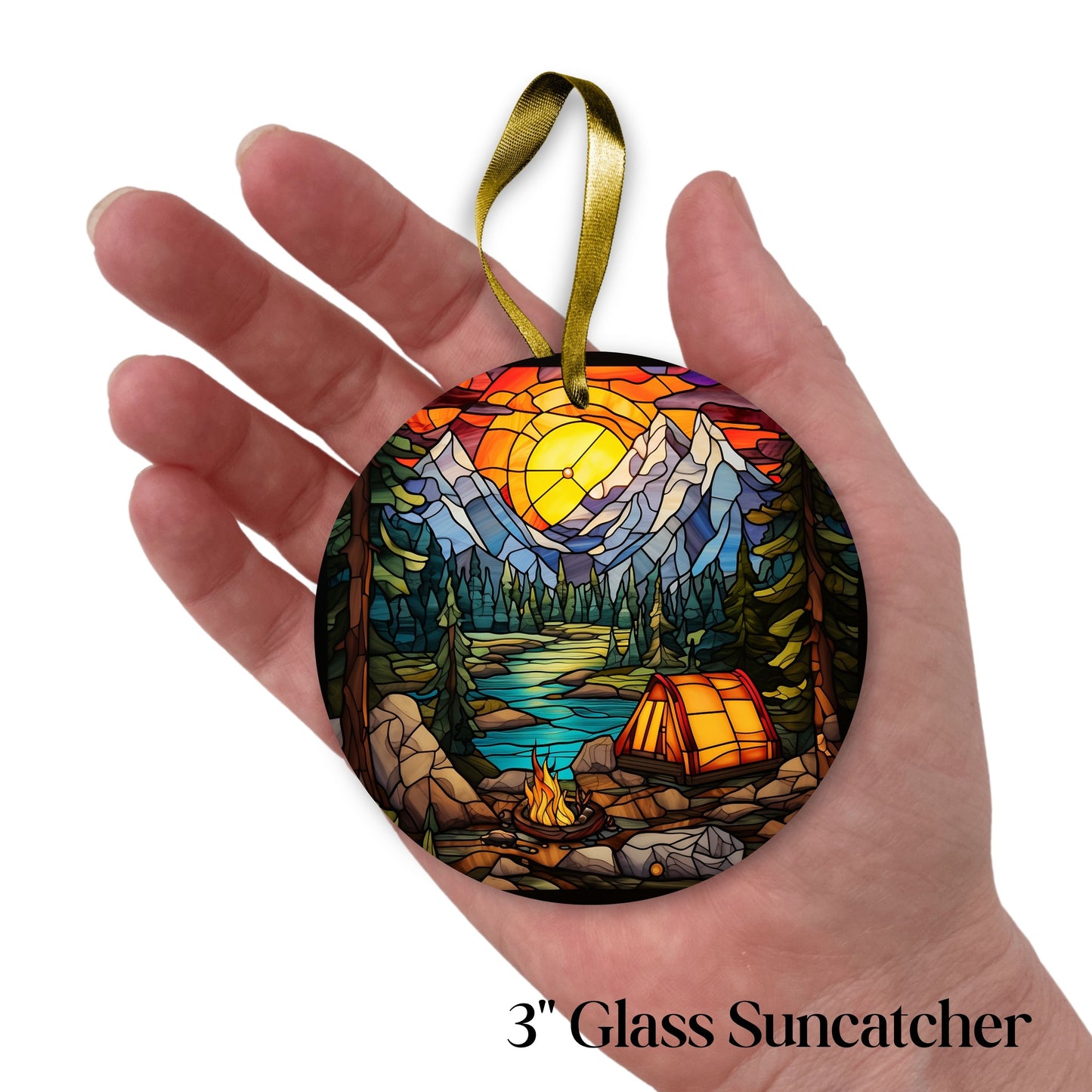 Camping and Fires Stained Glass Sun Catcher - Outdoors - 231-06