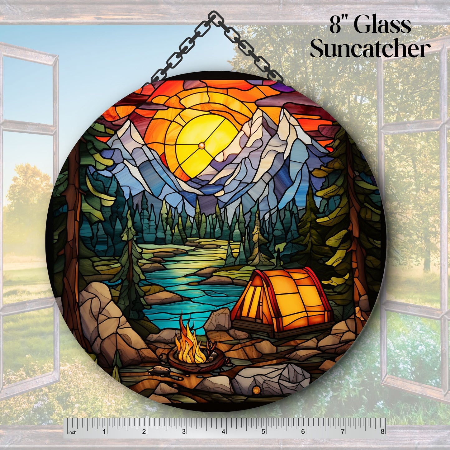 Camping and Fires Stained Glass Sun Catcher - Outdoors - 231-06
