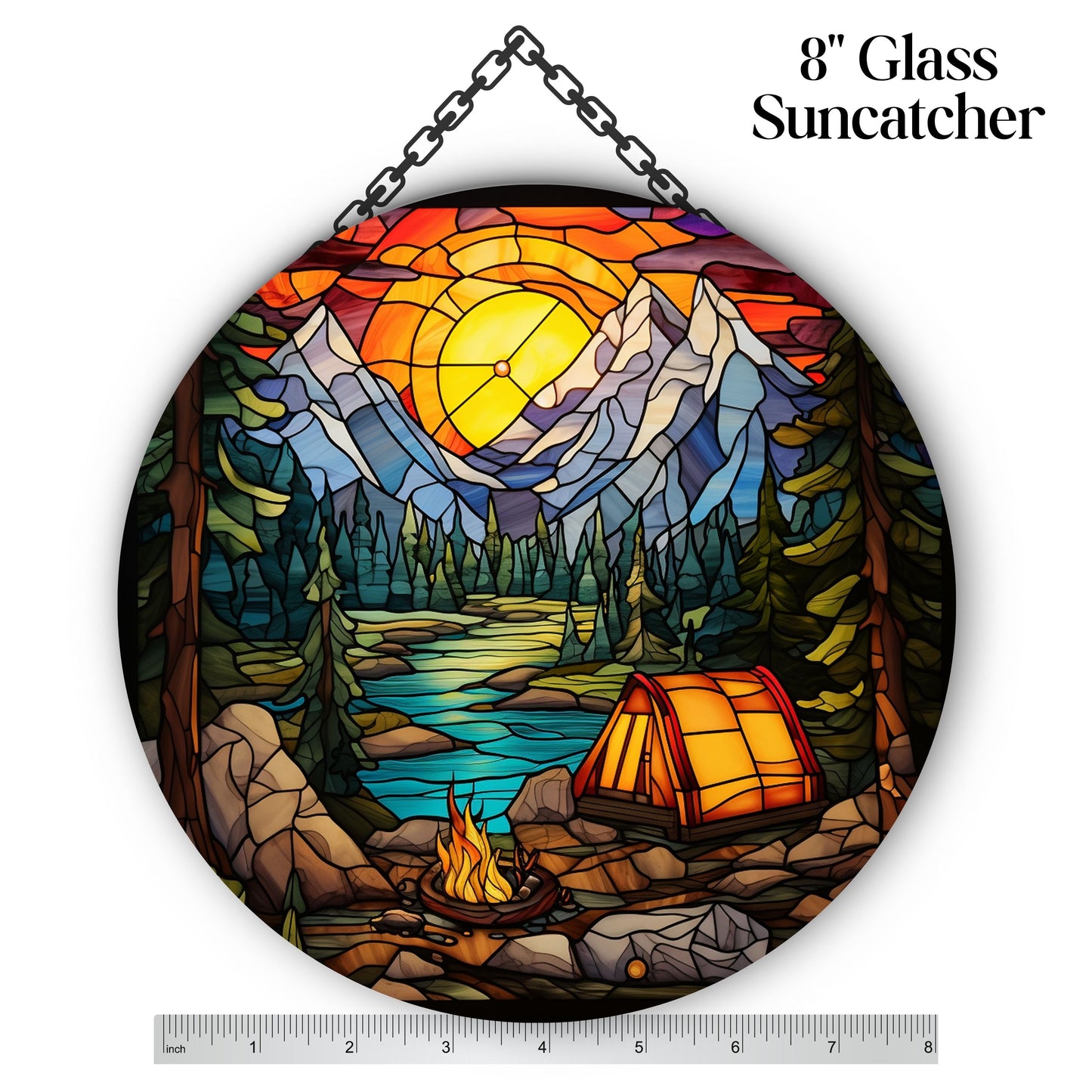 Camping and Fires Stained Glass Sun Catcher - Outdoors - 231-06