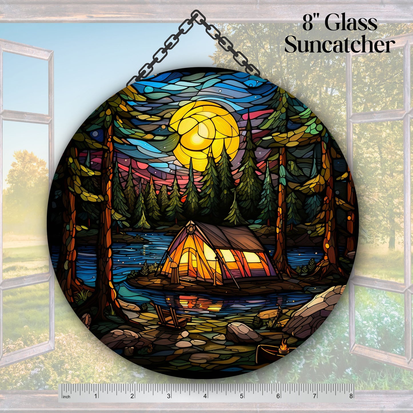 Camping and Fires Stained Glass Sun Catcher - Outdoors - 231-01