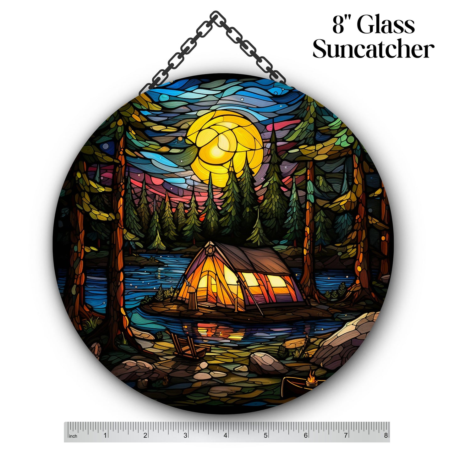 Camping and Fires Stained Glass Sun Catcher - Outdoors - 231-01