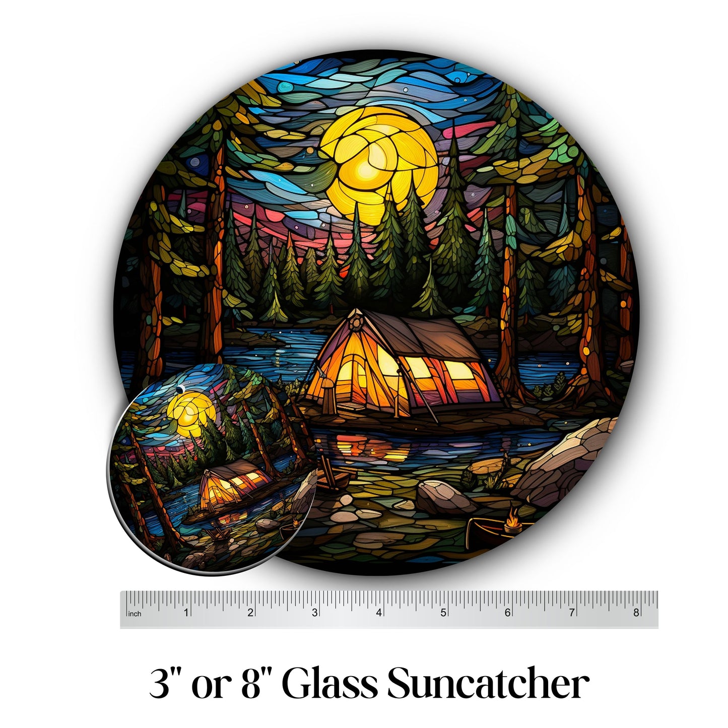 Camping and Fires Stained Glass Sun Catcher - Outdoors - 231-01