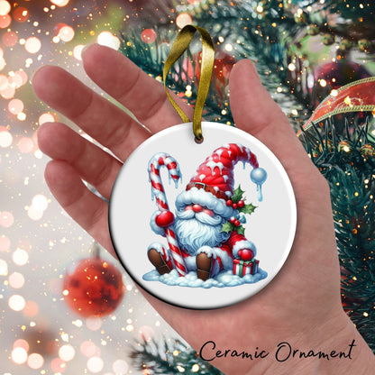 Candy Cane Icing Gnome Ceramic Ornament 50-05