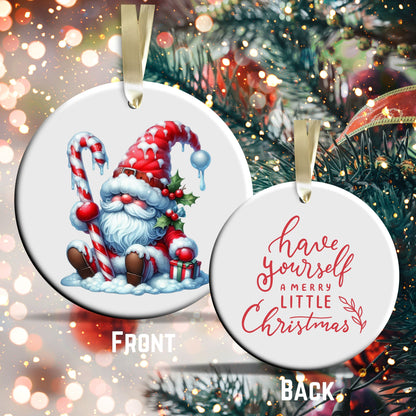Candy Cane Icing Gnome Ceramic Ornament 50-05