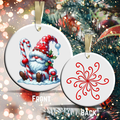 Candy Cane Icing Gnome Ceramic Ornament 50-05