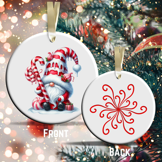 Candy Cane Icing Gnome Ceramic Ornament 50-06