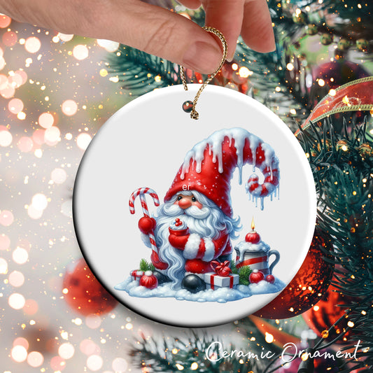 Candy Cane Icing Gnome Ceramic Ornament 50-09