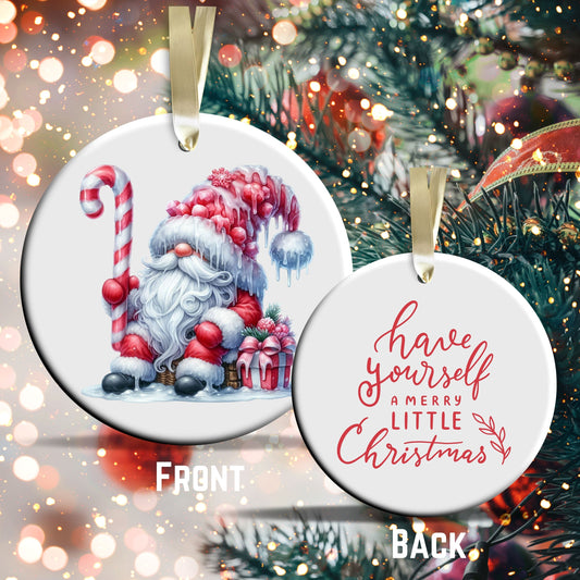 Candy Cane Icing Gnome Ceramic Ornament 50-10
