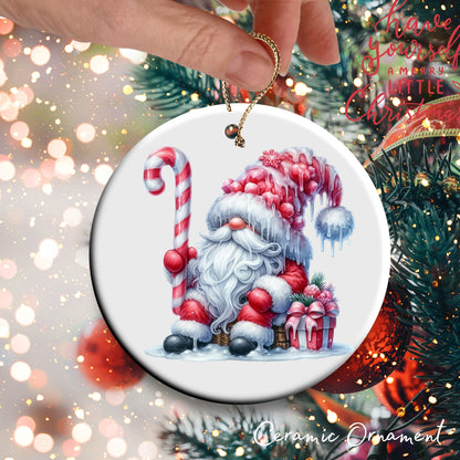 Candy Cane Icing Gnome Ceramic Ornament 50-10