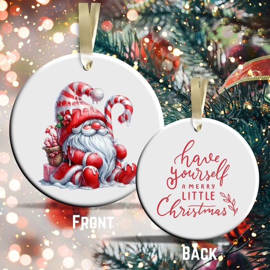 Candy Cane Icing Gnome Ceramic Ornament 50-13