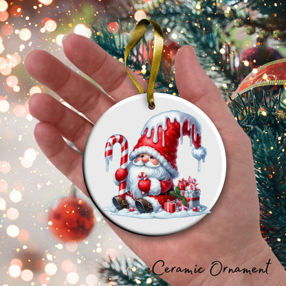 Candy Cane Icing Gnome Ceramic Ornament 50-15