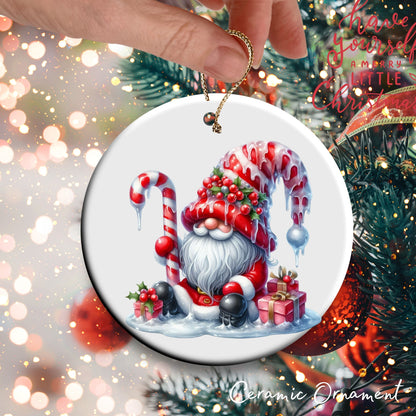 Candy Cane Icing Gnome Ceramic Ornament 50-22