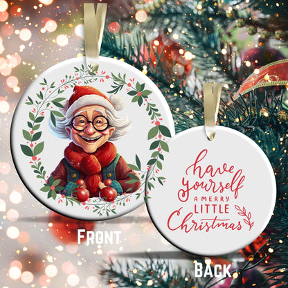 Funny Old Lady Christmas Ceramic Ornament 51-08