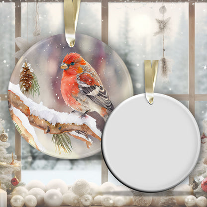 Handcrafted Christmas Pine Grosbeak Bird Ornament