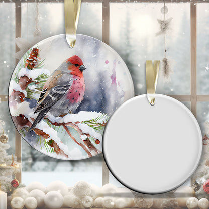Handcrafted Christmas Pine Grosbeak Bird Ornament