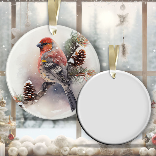 Handcrafted Christmas Pine Grosbeak Bird Ornament