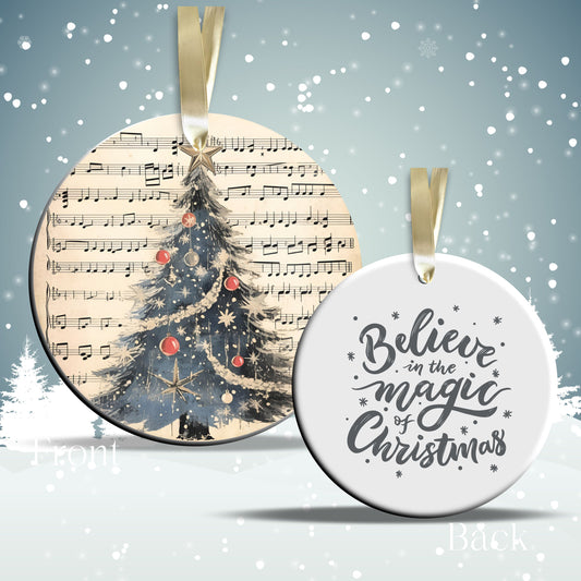 Vintage Christmas Sheet Music Ceramic Ornament 09-01