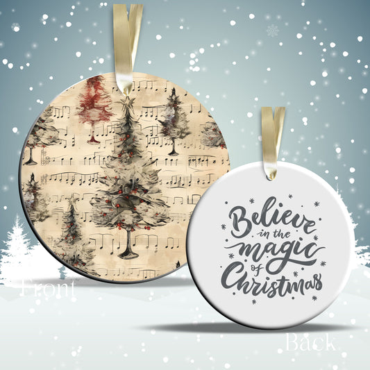 Vintage Christmas Sheet Music Ceramic Ornament 09-03