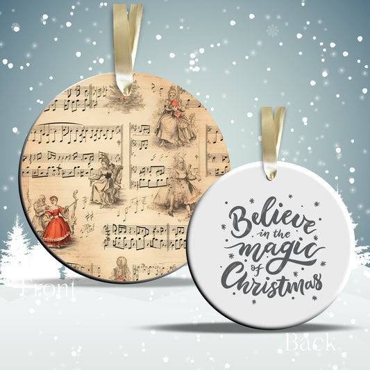 Vintage Christmas Sheet Music Ceramic Ornament 09-07