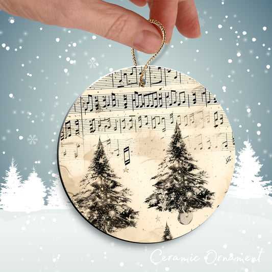 Vintage Christmas Sheet Music Ceramic Ornament 09-10