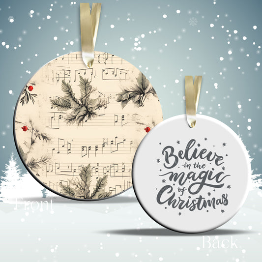 Vintage Christmas Sheet Music Ceramic Ornament 09-11