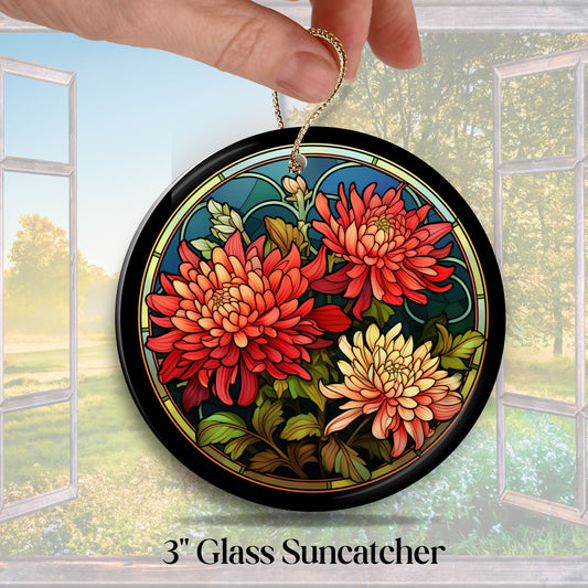 Chrysanthemum Stained Glass Sun Catcher - Flowers & Plants - 244-09