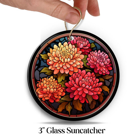 Chrysanthemum Stained Glass Sun Catcher - Flowers & Plants - 244-05