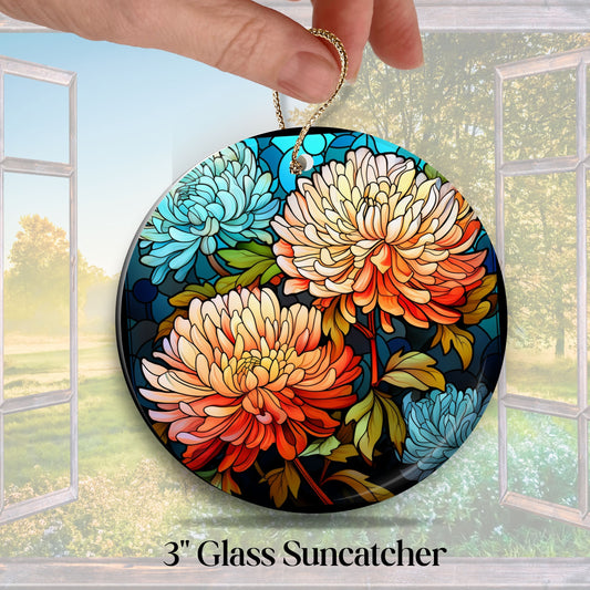 Chrysanthemum Stained Glass Sun Catcher - Flowers & Plants - 244-06