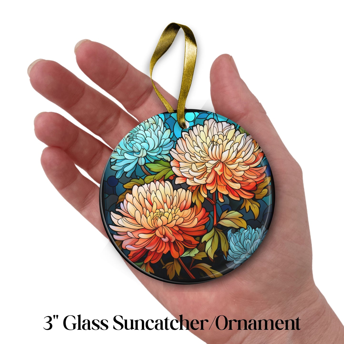 Chrysanthemum Stained Glass Sun Catcher - Flowers & Plants - 244-06