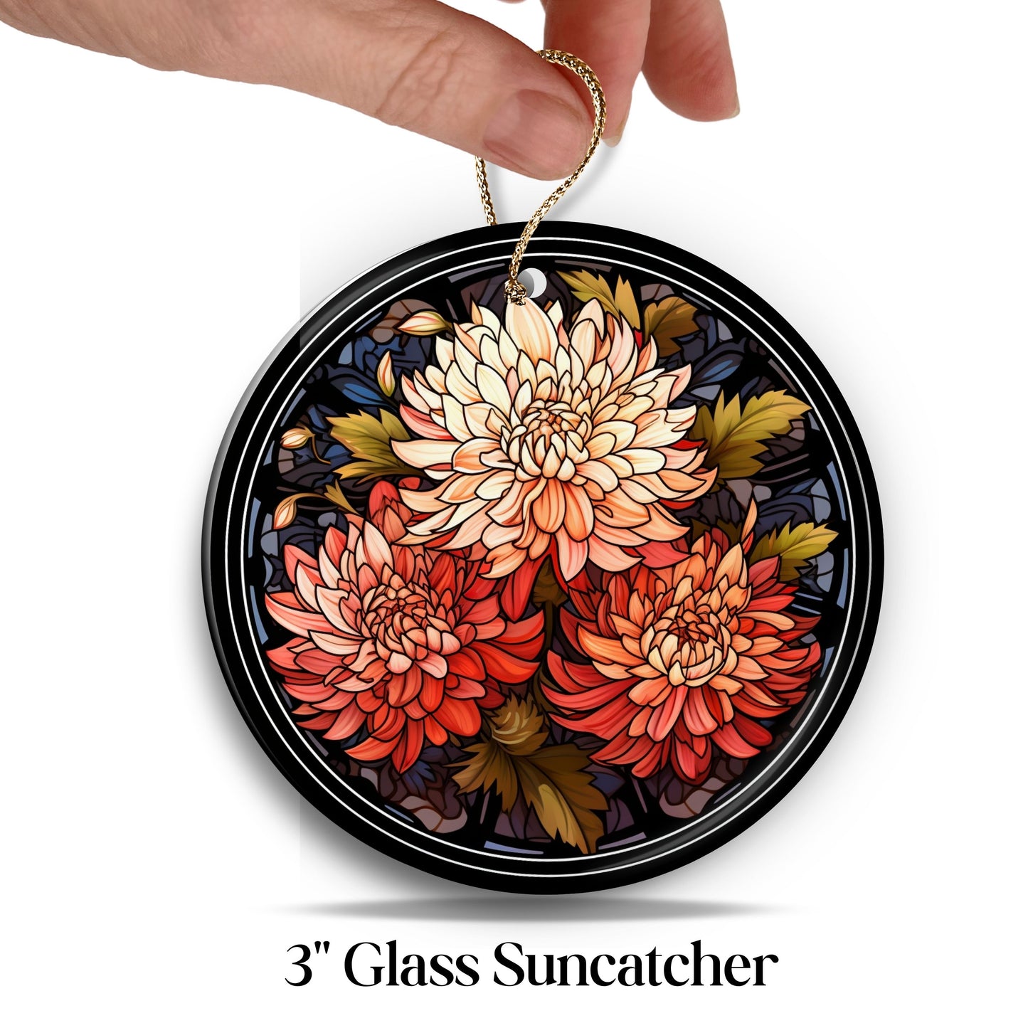 Chrysanthemum Stained Glass Sun Catcher - Flowers & Plants - 244-04