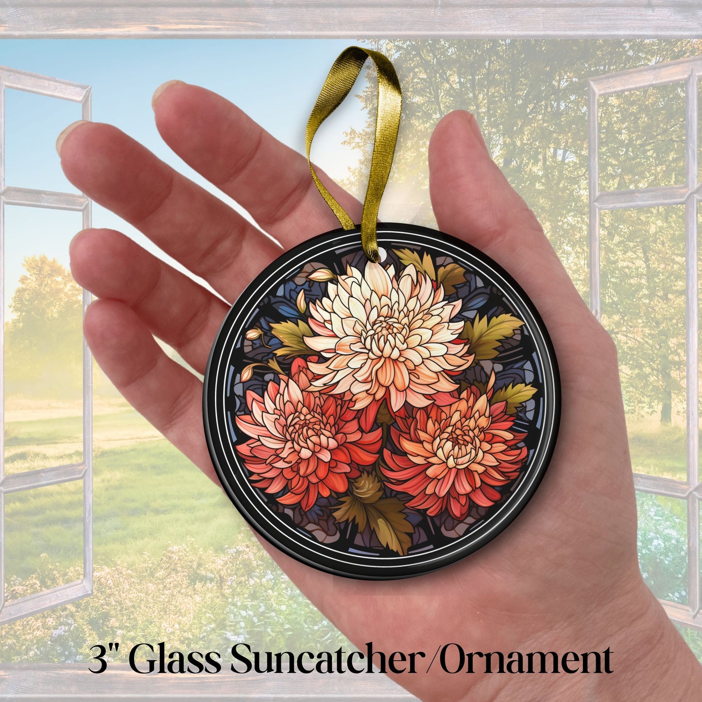 Chrysanthemum Stained Glass Sun Catcher - Flowers & Plants - 244-04
