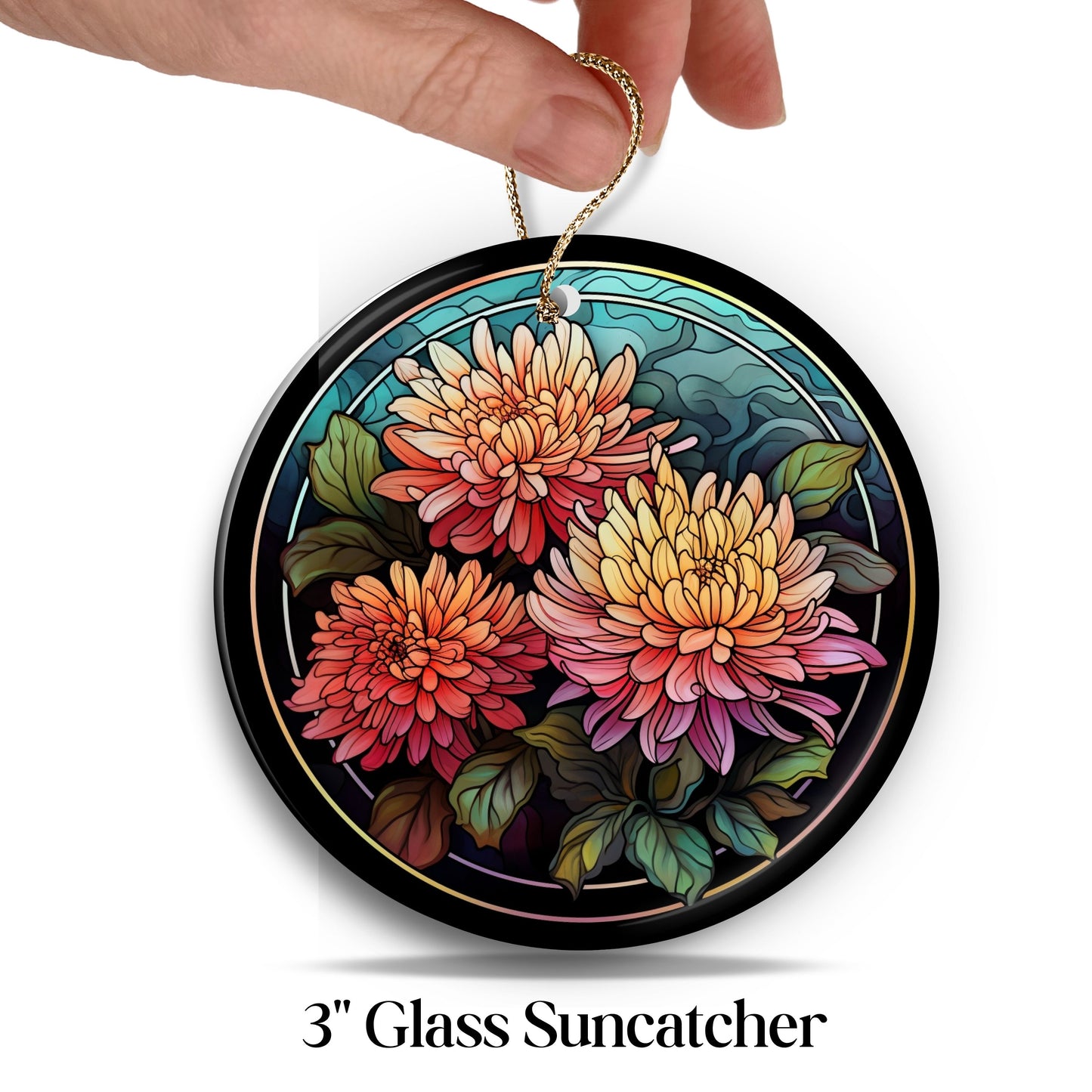 Chrysanthemum Stained Glass Sun Catcher - Flowers & Plants - 244-08