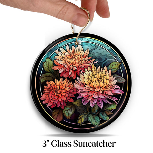 Chrysanthemum Stained Glass Sun Catcher - Flowers & Plants - 244-08