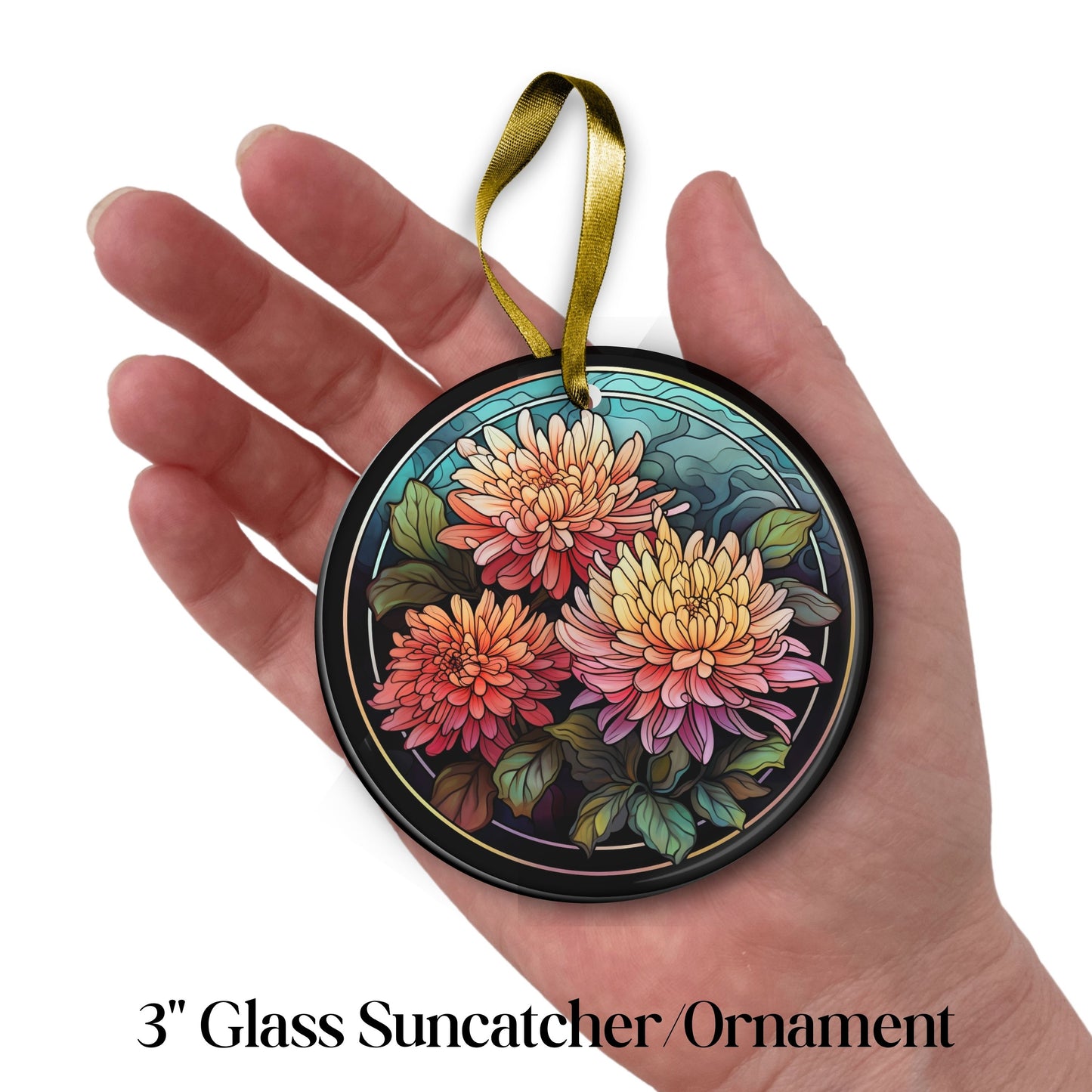 Chrysanthemum Stained Glass Sun Catcher - Flowers & Plants - 244-08