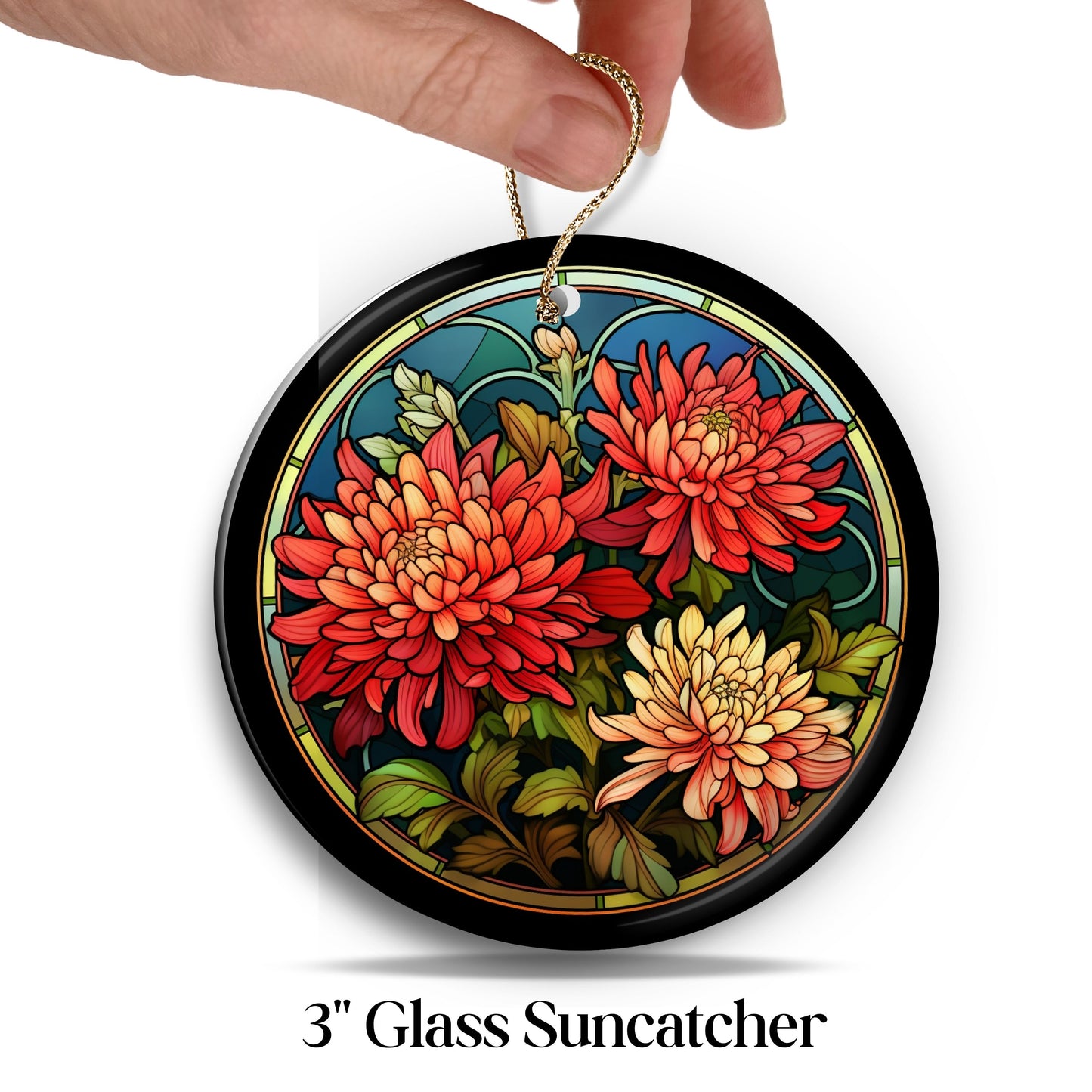 Chrysanthemum Stained Glass Sun Catcher - Flowers & Plants - 244-09