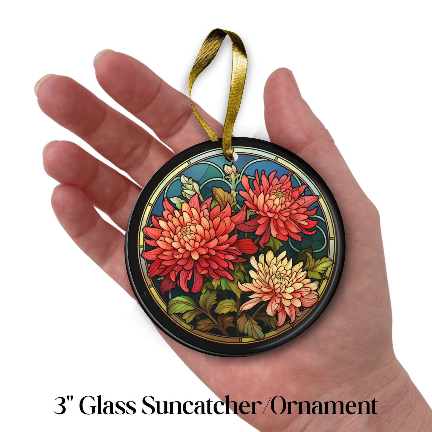 Chrysanthemum Stained Glass Sun Catcher - Flowers & Plants - 244-09