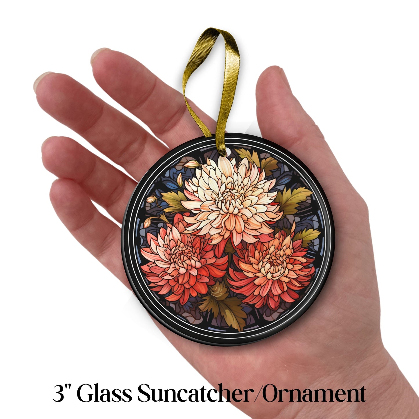 Chrysanthemum Stained Glass Sun Catcher - Flowers & Plants - 244-07