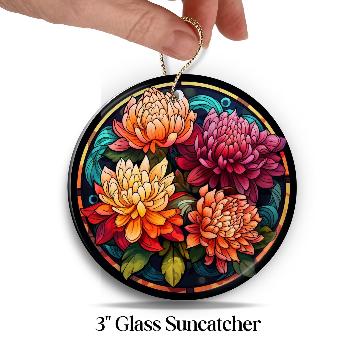 Chrysanthemum Stained Glass Sun Catcher - Flowers & Plants - 244-10