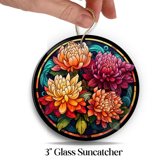 Chrysanthemum Stained Glass Sun Catcher - Flowers & Plants - 244-10