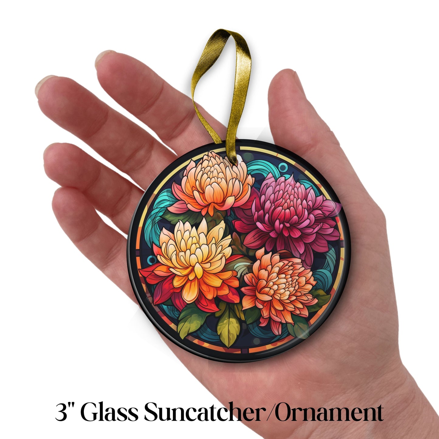 Chrysanthemum Stained Glass Sun Catcher - Flowers & Plants - 244-10