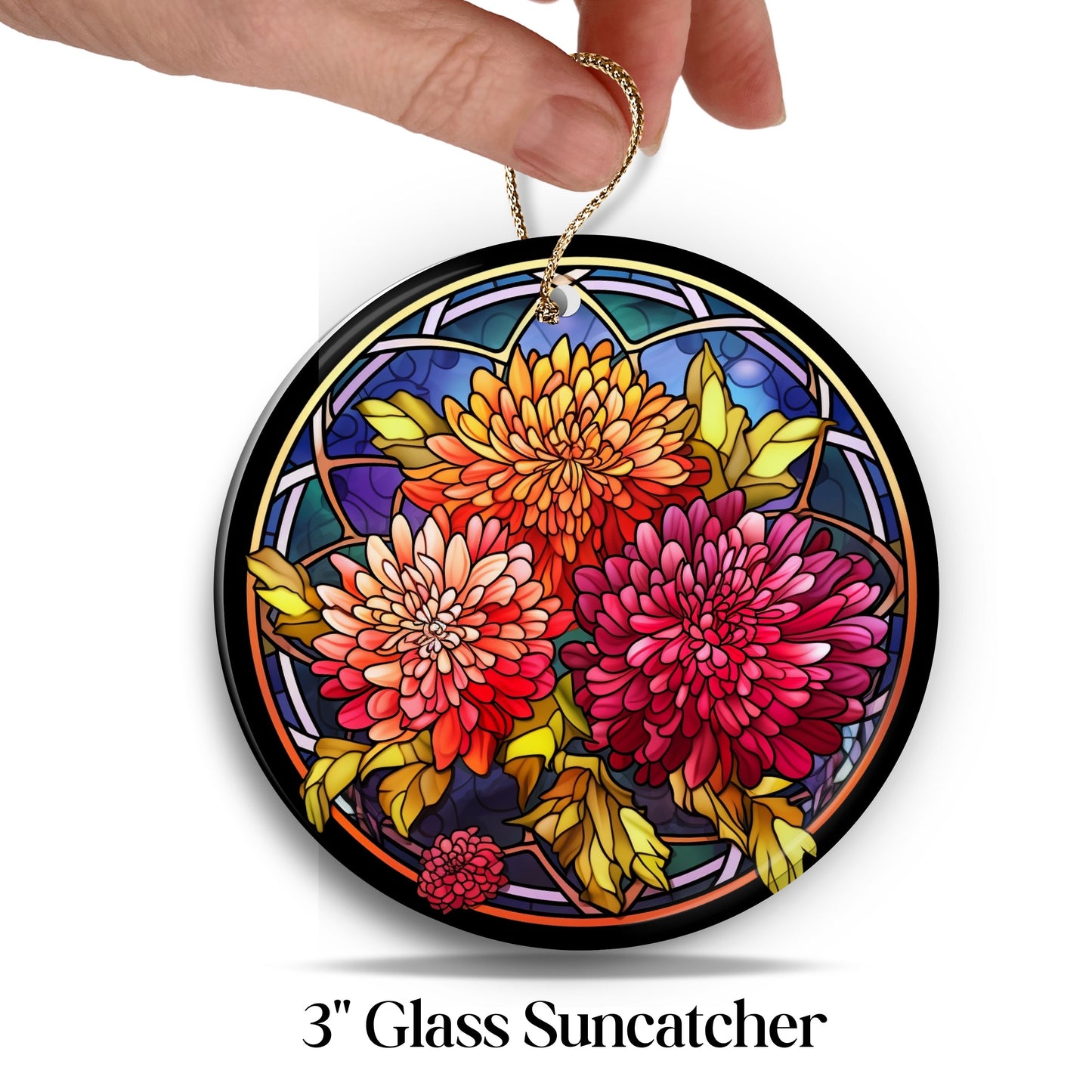 Chrysanthemum Stained Glass Sun Catcher - Flowers & Plants - 244-12