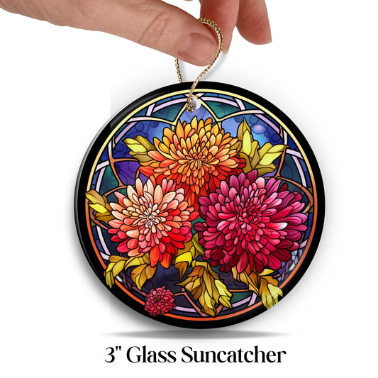 Chrysanthemum Stained Glass Sun Catcher - Flowers & Plants - 244-12