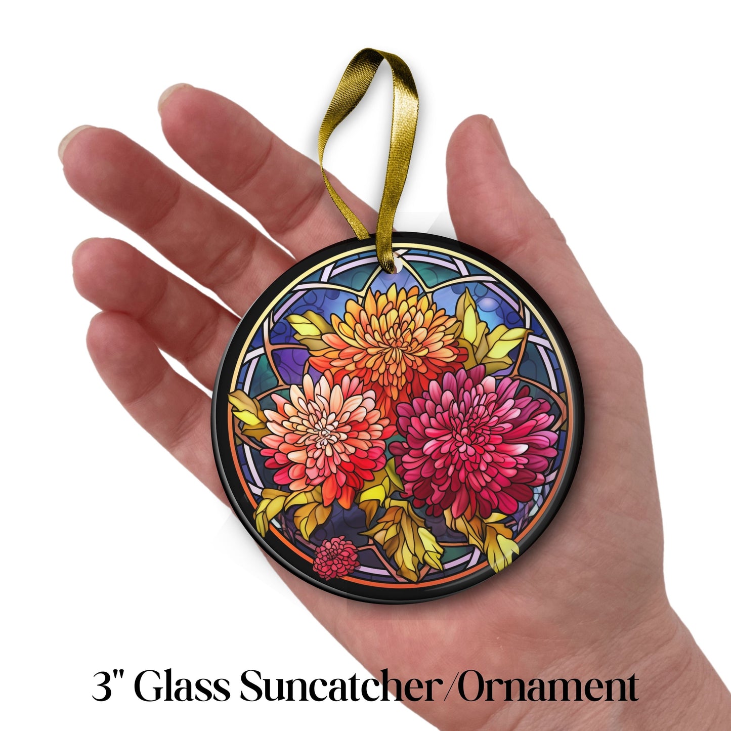 Chrysanthemum Stained Glass Sun Catcher - Flowers & Plants - 244-12