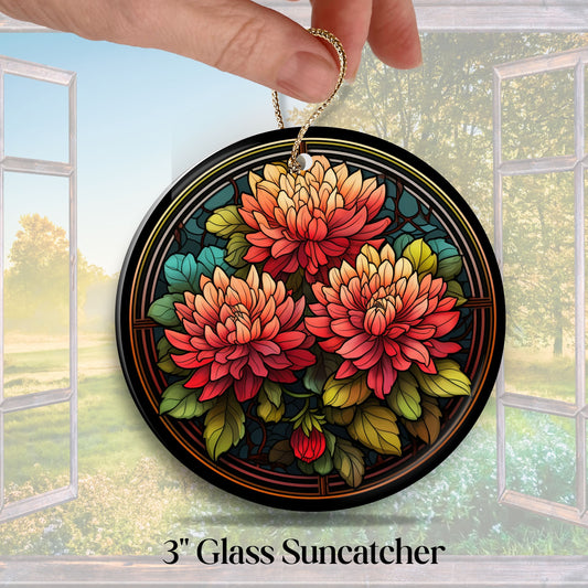 Chrysanthemum Stained Glass Sun Catcher - Flowers & Plants - 244-11
